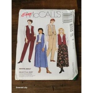 Vtg McCalls Lined Vest 2 Lengths Pull-on Pants Skirt Sewing Pattern Sz 14 16 18